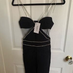 Diamante Black Jumpsuit with Pockets